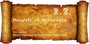 Menyhárt Nikoletta névjegykártya